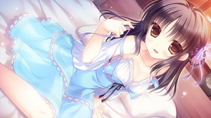 北尾雪花,ゆき恵,赠与你的空之花,长发,light_erotic,黑发,wide_image,棕色眼,游戏CG,少女,连衣裙