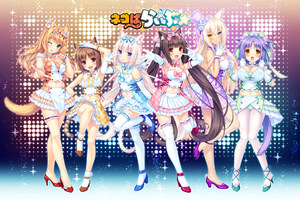 猫娘,女仆,露脐,ネコぱら,sayori,巧克力,枫,香子兰,NekoWorks,兽耳,露胸,cleavage,Stockings,黑丝,双马尾,下着,制服,女服务生,絶対領域