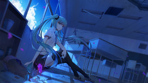 初音ミク,极道寂,制服,tattoo,黑丝,VOCALOID