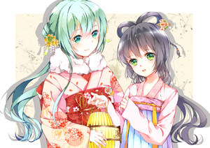 初音ミク,和服,洛天依,VOCALOID