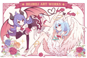 魔鬼,光晕,马尾辫,缎带,rose,sharlorc,翅膀