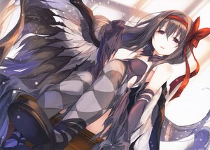 暁美ほむら,fal_maro,No-Bra,魔法少女小圆,黑丝