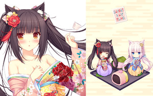 areola,チビ,巧克力,和服,猫耳,ネコぱら,No-Bra,sayori,香子兰