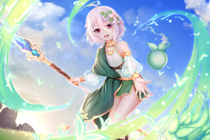 chao_wu_xing_xian,コッコロ,公主连结!,脸红,紫色眼,短发,天空,白发,朝雾星弦,公主连结!Re:Dive,可可萝,女の子,プリンセスリンク,プリンセスコネクト!Re:Dive